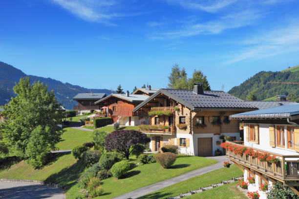 istock Green alpine meadows and chalets. 860990938