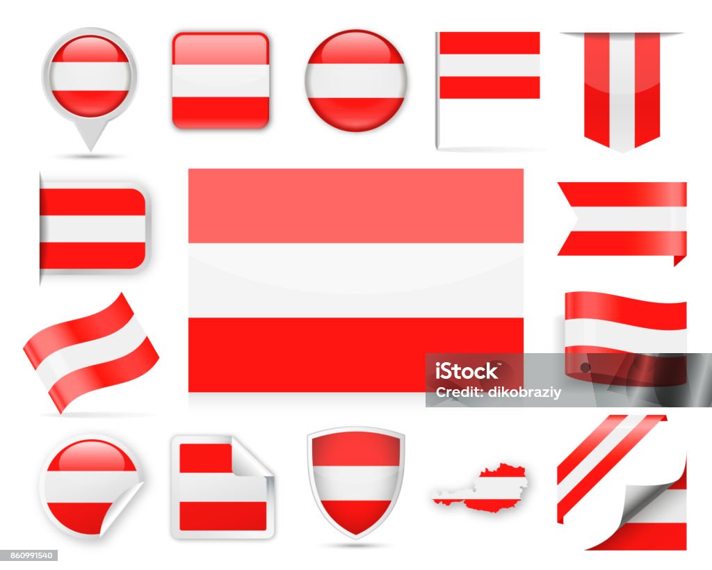 Austria Flag Vector Set Austria Flag Set - Vector Illustration Austria stock vector