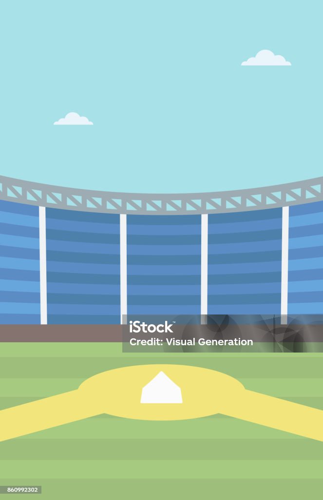 Background of baseball stadium Background of baseball stadium. Baseball field vector flat design illustration. Baseball diamond. Sport concept. Vertical layout. Baseball Diamond stock vector