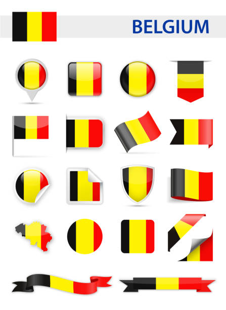 ilustraciones, imágenes clip art, dibujos animados e iconos de stock de 19 - china - conjunto vertical - belgium belgian flag flag shield