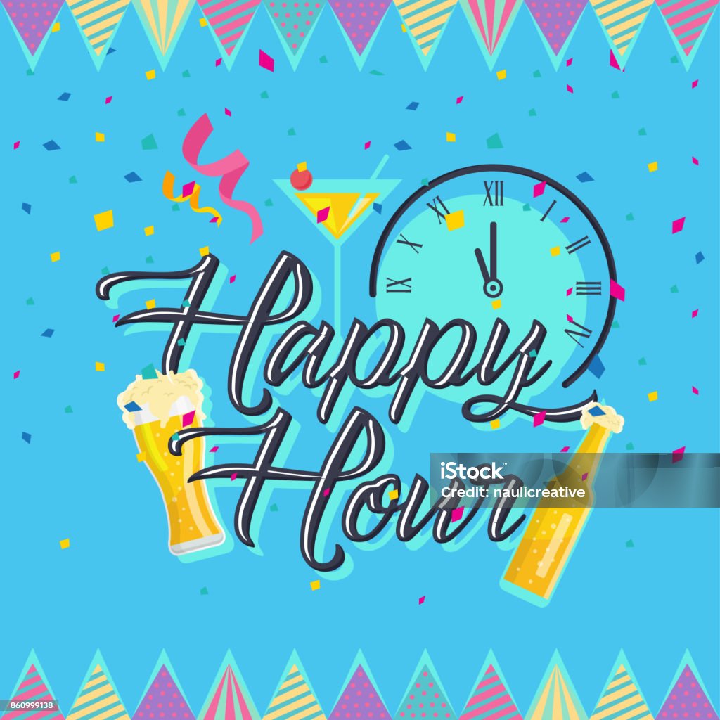 Modern Beer Happy Hour Card Illustration Modern Beer Happy Hour Card Illustration, Suitable For Social Media, Poster, Banner, Festival, Event, And Other Beer Related Occasion Happy Hour stock vector