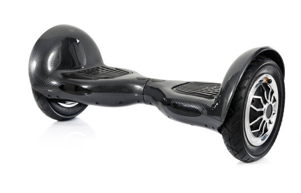 Black hoverboard or self-balancing scooter on white background Black hoverboard or self-balancing scooter on white background hoverboard stock pictures, royalty-free photos & images