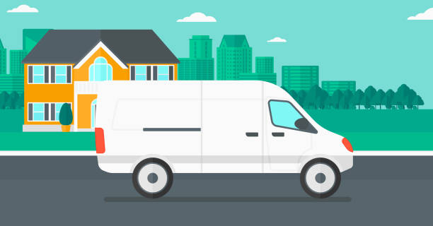 istock Background of the city with delivery truck 861004482