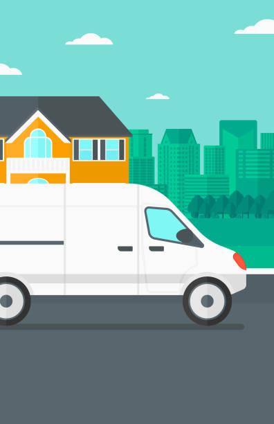 istock Background of the city with delivery truck 861004516