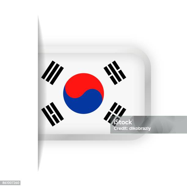 South Korea Flag Vector Bookmark Icon Stock Illustration - Download Image Now - Asia, Badge, Bookmark