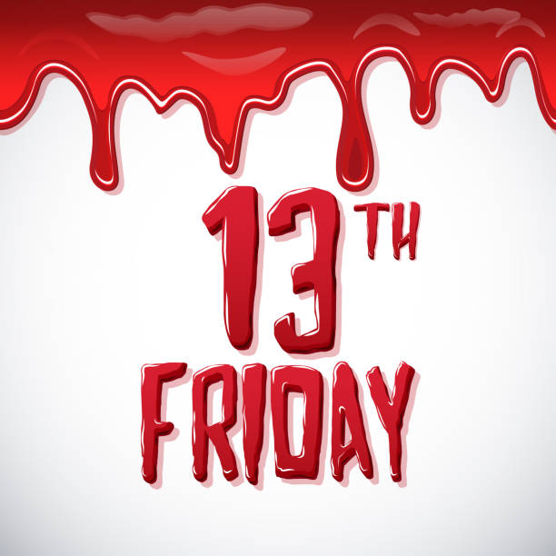 Friday the13th Friday the13th. Bloody lettering. White background. cartoon of the friday 13th stock illustrations