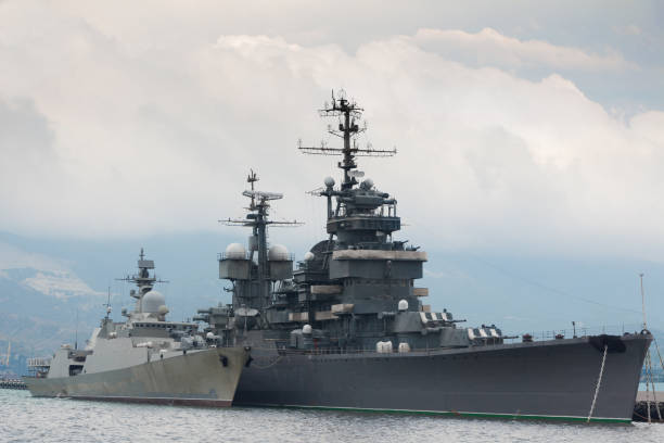 istock Two military ships in the harbor 861010092