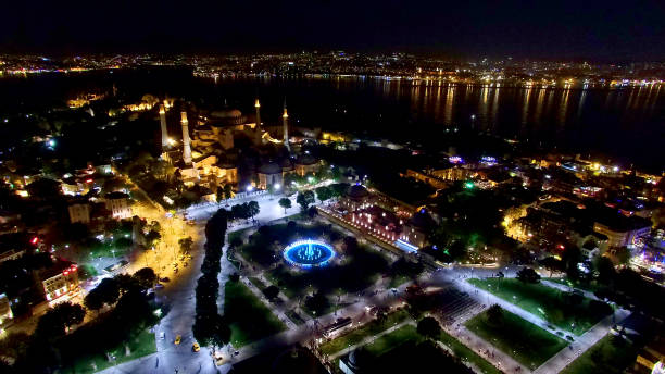 istock Aerial view of Istanbul at night 861015576