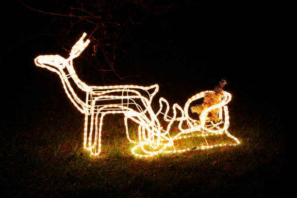 istock light reindeer and Santa Claus sleigh 861020088