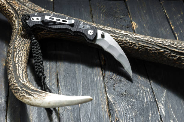 istock Knife with a pocket clip for military operations. 861023646