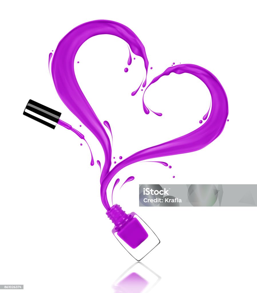 Bắn Sơn Móng Tay Màu Tím Theo Hình Trái Tim Đổ Từ Chai Trên Nền ...