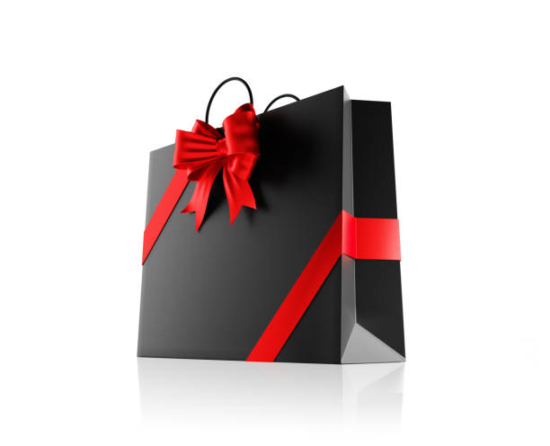 istock Shopping Concept: Black Shopping Bag Isolated On White Background 861026428