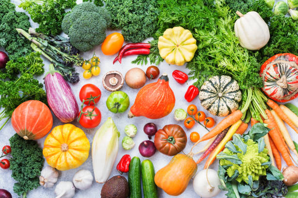 istock Top view of rainbow vegetables, autumn harvest 861026744
