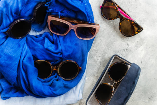 istock Different fashion sunglasses and scarf 861029954