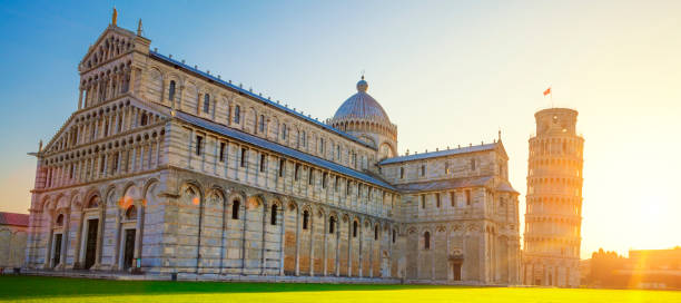 istock Pisa leaning tower and cathedral at sunrise 861031436