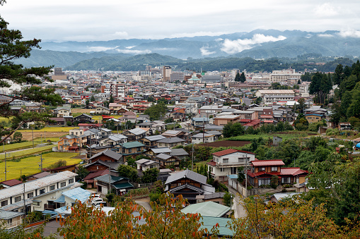 Takayama city landscape, Hida-Takayama, Gifu Prefecture, Hida Province, Japan.
