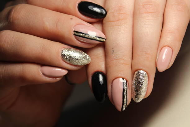 istock Nails black and coffee color with abstraction 861040776