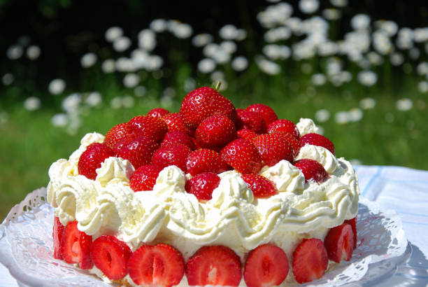 istock Fresh strawberry cake closeup 861040824
