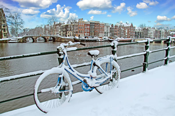 istock Bicycle in Amsterdam the Netherlands covered in snow 861044232