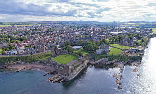 St. Andrews Castle ruins and town from above