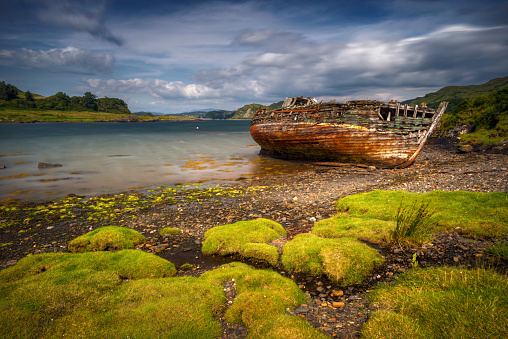 Abandoned boat in Ardvasar harbour, Isle of Skye, Scotland
