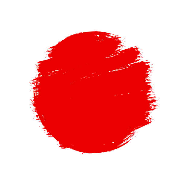 Hand drawn brush strokes Japan flag asian style red grunge sun symbol isolated on white background. paintbrush illustrations stock illustrations