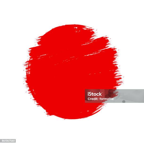 Hand Drawn Brush Strokes Stock Illustration - Download Image Now - Circle, Japan, Red