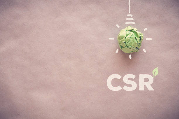 istock Green paper light bulb with CSR, Corporate social responsibility 861080190
