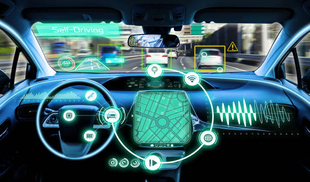 cockpit of autonomous car. self driving vehicle. cockpit of autonomous car. self driving vehicle. runaway vehicle stock pictures, royalty-free photos & images