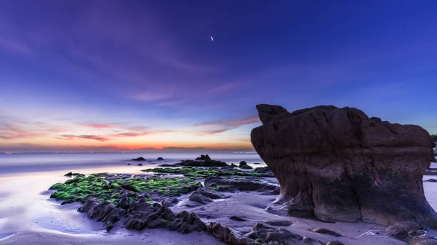 istock Purple sky horizon on the beach 861089488