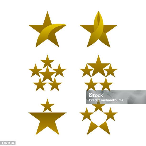Star Icons Set Gold Colored Icons Vector Illustrations Stock Illustration - Download Image Now