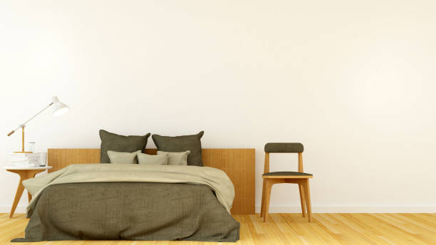 istock Interior Bedroom space in hotel and wall decoration background - 3d rendering 861101576