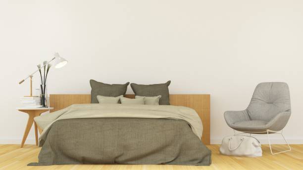 istock Interior Bedroom space in hotel and wall decoration background - 3d rendering 861101636