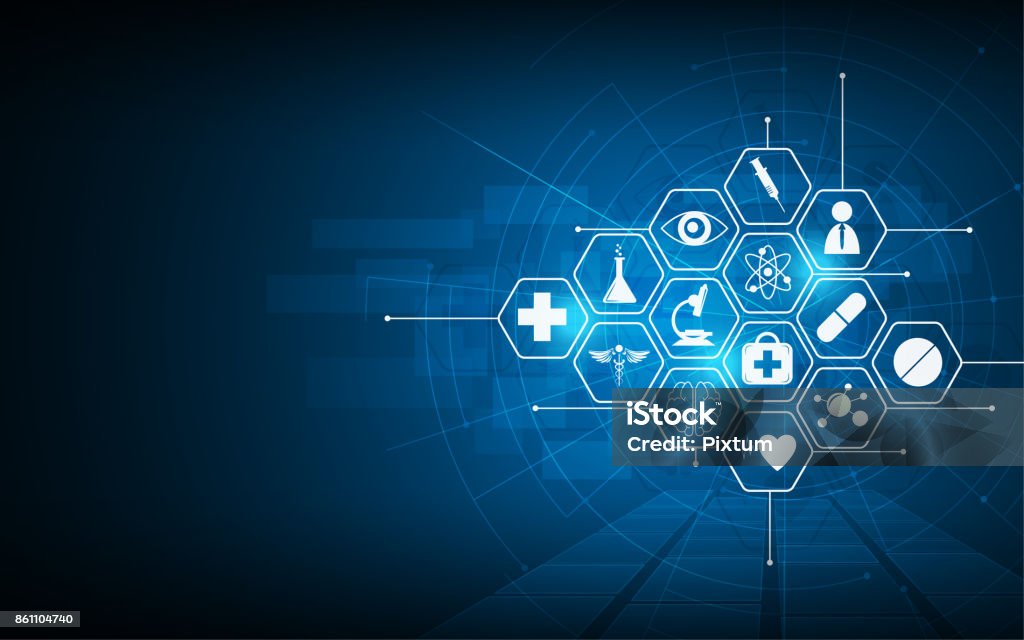 icône de santé innovation médicale concept arrière-plan modélisme - clipart vectoriel de Santé et médecine libre de droits