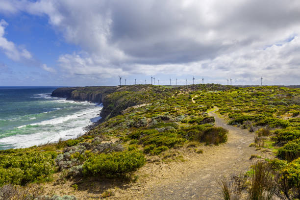 istock Wind farm built on rugged ocean coastline in Australia 861108714