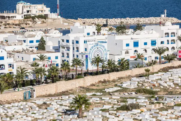 Photo of Aeriall view on old city Monastir. Tunisia.