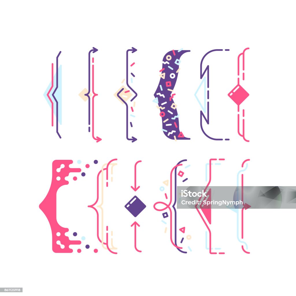Graphical Brackets Set Of Line Color Pop Art Graphical Braces Brackets Stock Illustration ...