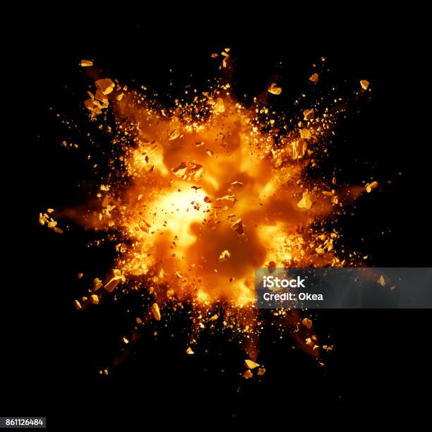 Fire Explosion Stock Photo - Download Image Now - Exploding, Fire - Natural Phenomenon, Ruined