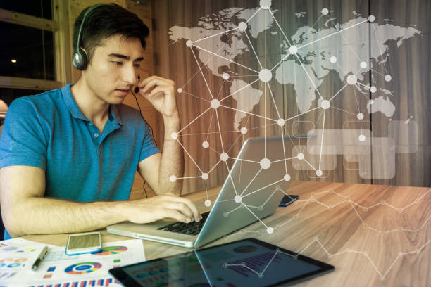 istock call center concept. global business network. 861132594