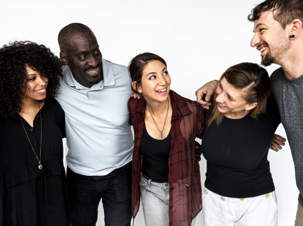 istock Group of deversity people arms around support together 861133080