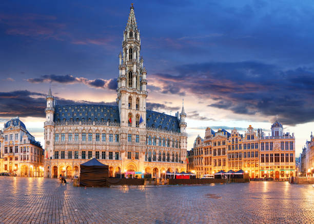 istock Brussels - Grand place at night, nobody, Belgium 861143146