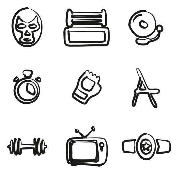 Wrestling Icons Freehand This image is a vector illustration and can be scaled to any size without loss of resolution. wrestlers uniform stock illustrations