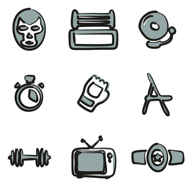 Wrestling Icons Freehand 2 Color This image is a vector illustration and can be scaled to any size without loss of resolution. wrestlers uniform stock illustrations