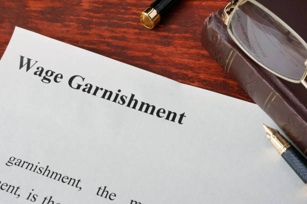 istock Wage Garnishment definition written on a paper. 861157612