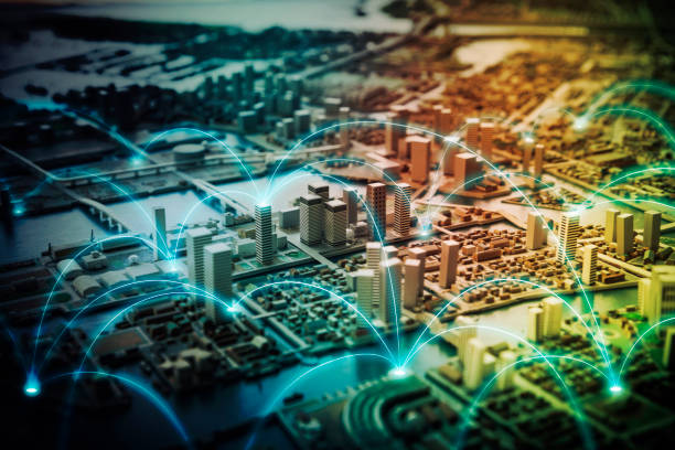 istock Smart city and telecommunication network concept. abstract mixed media. 861165728