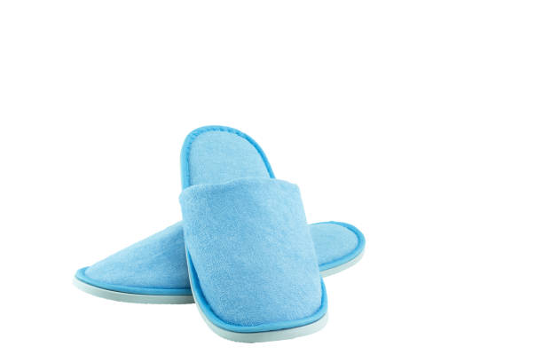 istock Blue washable slippers with rubber outsole isolated on white background 861169074