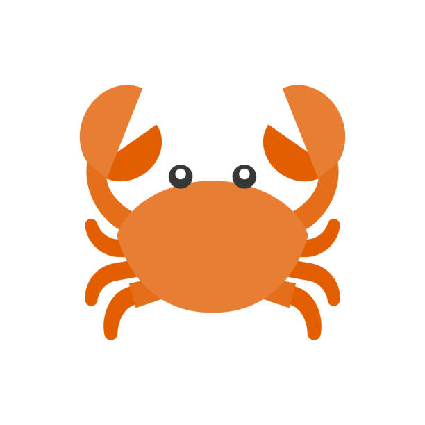 милый значок мультфильма краба, плоский вектор дизайна - crab stock illustrations