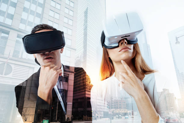 istock Thoughtful couple wearing virtual reality glasses 861181226