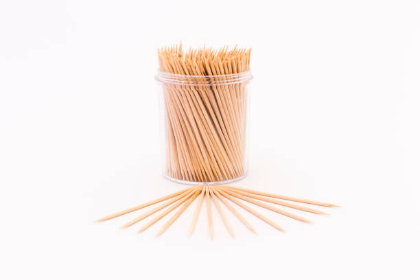 istock Wooden toothpicks on white background 861181526