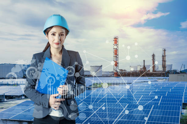 istock factory building and woman engineer. smart factory. 861190356